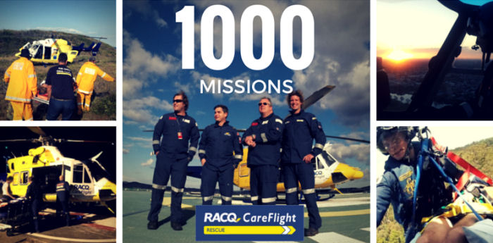 RACQ CareFlight Rescue has airlifted a patient bitten by what is believed to be a deadly Tiger Snake. The hospital transfer marks the 1,000th mission for RACQ CareFlight Rescue in just eight months.