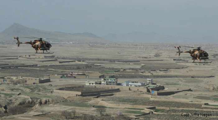 MD-530 Jengi helicopter flies over Afghanistan