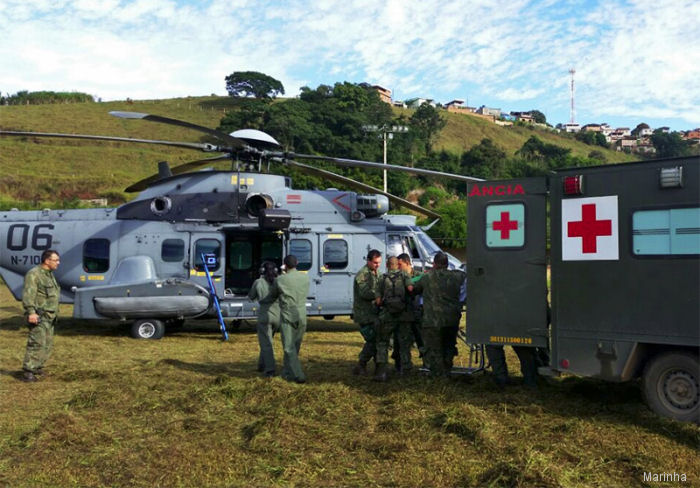 The Brazilian navy EC725 / H225M helicopters performed emergency aeromedical evacuations last May
