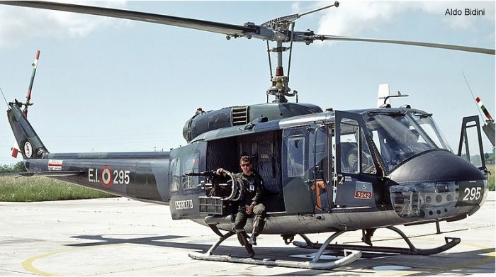 Helicopter Agusta AB205A-1 Serial 4161 Register MM80547 used by Aviazione dell'Esercito AVES (Italian Army  Aviation). Aircraft history and location