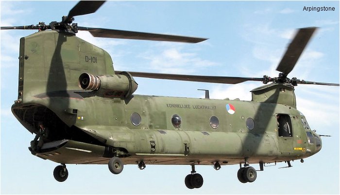 Helicopter Boeing CH-47D Chinook Serial M.4101 Register D-101 N2067F used by Billings Flying Service BFS ,Koninklijke Luchtmacht RNLAF (Royal Netherlands Air Force) ,Boeing Helicopters Converted to Commercial CH-47. Aircraft history and location