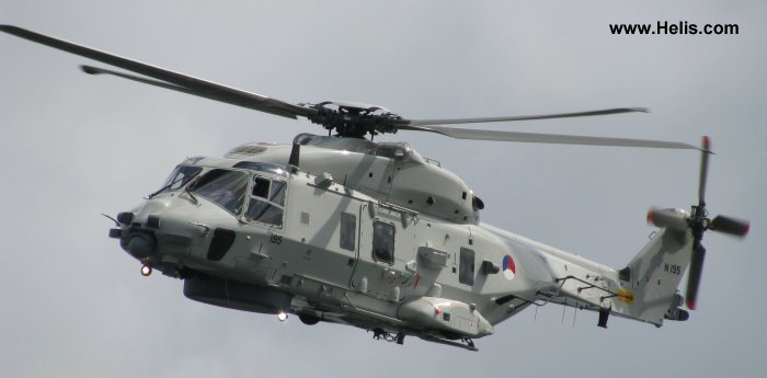 Helicopter NH Industries NH90 NFH Serial 1195 Register N-195 used by Marine Luchtvaartdienst (Royal Netherlands Navy). Aircraft history and location