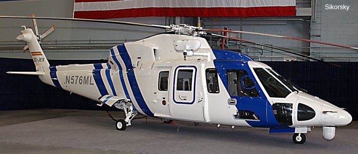 Helicopter Sikorsky S-76C Serial 760576 Register EC-JES N576ML N7107J used by Administraciones Locales Xunta de Galicia (Galicia Government) ,Sikorsky Helicopters ,INAER. Built 2005. Aircraft history and location
