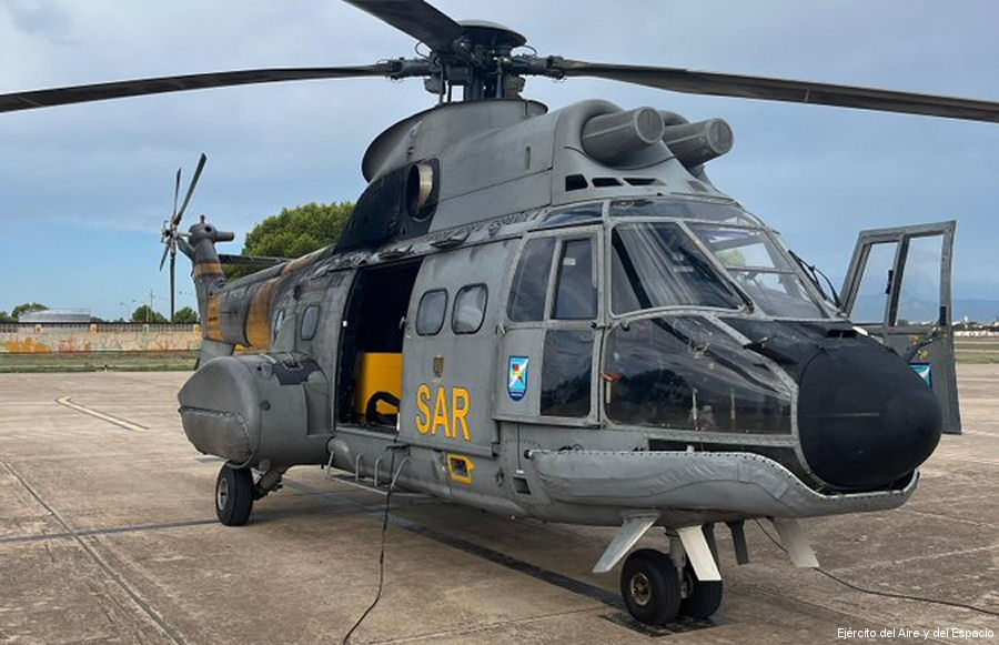 Helicopter Aerospatiale AS332B Super Puma Serial 2035 Register HD.21-4 used by Ejercito del Aire EdA (Spanish Air Force). Aircraft history and location