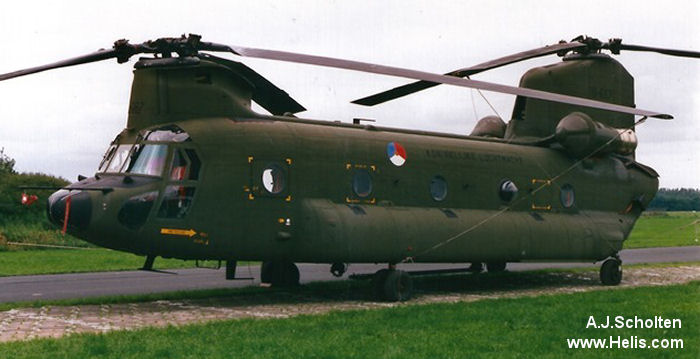Helicopter Boeing CH-47D Chinook Serial M.3667 Register N28ES D-667 used by Billings Flying Service BFS ,Koninklijke Luchtmacht RNLAF (Royal Netherlands Air Force). Built 1978 Converted to Commercial CH-47. Aircraft history and location