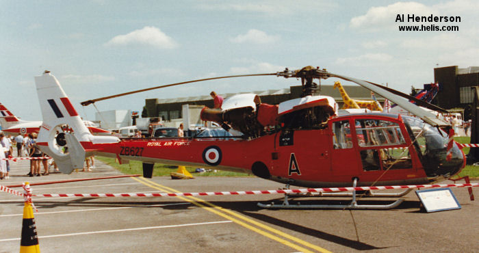 Helicopter Aerospatiale SA341D Gazelle HT.3 Serial 1914 Register G-CBSK ZB627 used by London Helicopter Centres ,Royal Air Force RAF. Built 1982. Aircraft history and location