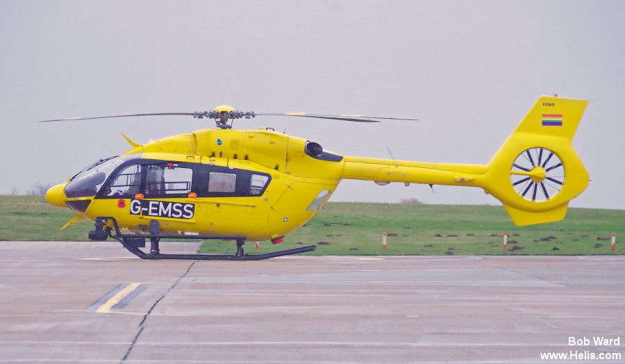 Helicopter Airbus H145D2 / EC145T2 Serial 20217 Register G-EMSS used by UK Air Ambulances SASv (Scottish Ambulance Service) ,WAAC (Wales Air Ambulance) ,Babcock International Babcock. Built 2018. Aircraft history and location