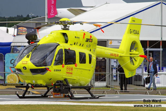 Helicopter Airbus H145D2 / EC145T2 Serial 20086 Register G-LOYW G-YOAA used by UK Air Ambulances WAAC (Wales Air Ambulance) ,Gama Aviation ,YAA (Yorkshire Air Ambulance) ,Airbus Helicopters UK. Built 2016. Aircraft history and location