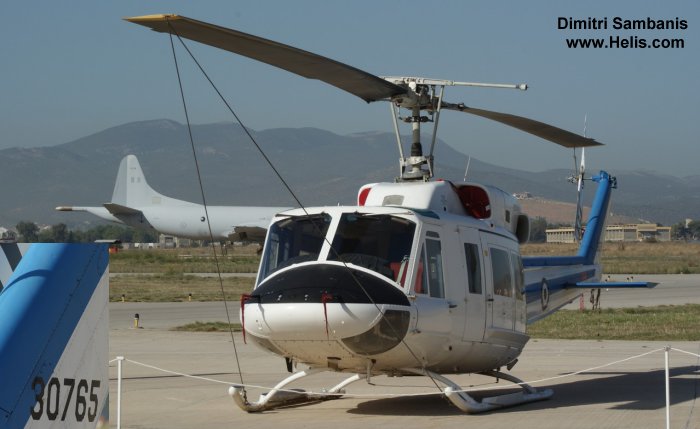 Helicopter Bell 212 Serial 30765 Register 30-765 used by Polemiki Aeroporia HAF (Hellenic Air Force). Aircraft history and location