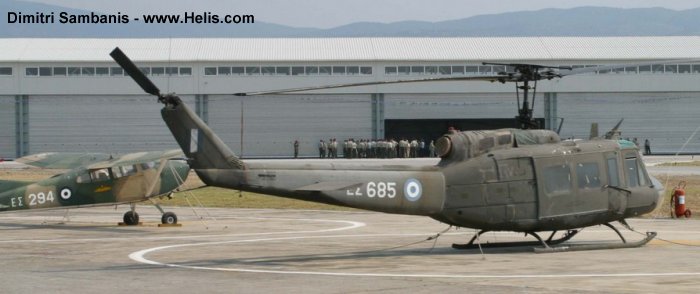 Helicopter Bell UH-1H Iroquois Serial 13923 Register ES685 used by Elliniki Aeroporia Stratou HAA (Hellenic Army Aviation). Aircraft history and location