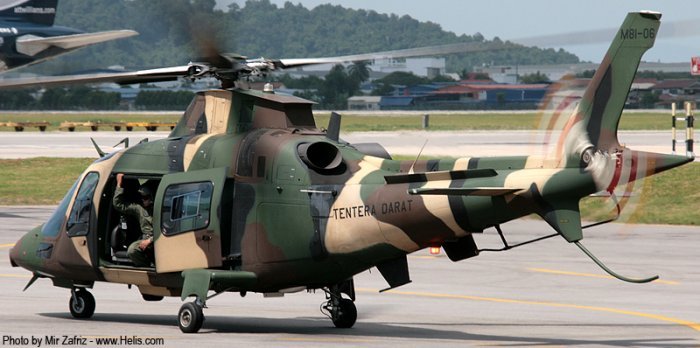 Helicopter AgustaWestland A109LUH Serial 13806 Register M81-06 used by Tentera Darat Malaysia (Malaysian Army). Built 2006. Aircraft history and location