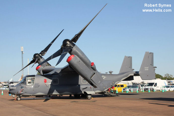 Helicopter Bell CV-22B Osprey Serial D1043 Register 12-0062 used by US Air Force USAF. Aircraft history and location
