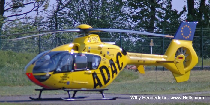 Helicopter Eurocopter EC135P2 Serial 0380 Register D-HHIT used by ADAC Luftrettung ADAC Christoph Europa 1 (ADAC) ,Christoph Europa 2 (ADAC). Aircraft history and location