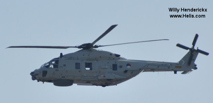 Helicopter NH Industries NH90 NFH Serial 1195 Register N-195 used by Marine Luchtvaartdienst (Royal Netherlands Navy). Aircraft history and location